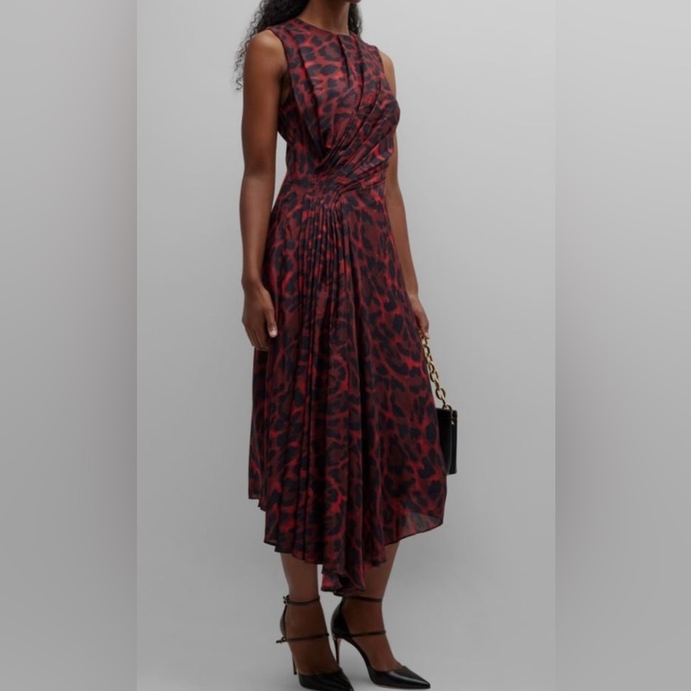 Natori Ocelot Printed Draped Midi Dress